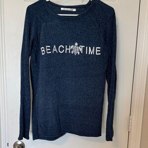 Lulu-B Navy Embroidered 'BEACH TIME' Long Sleeve Tee